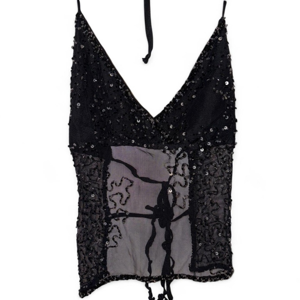 Black Sequin Halter Top